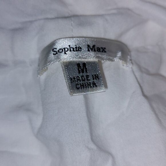 Sophie Max white blue sleeveless top Sz M - Picture 5 of 5